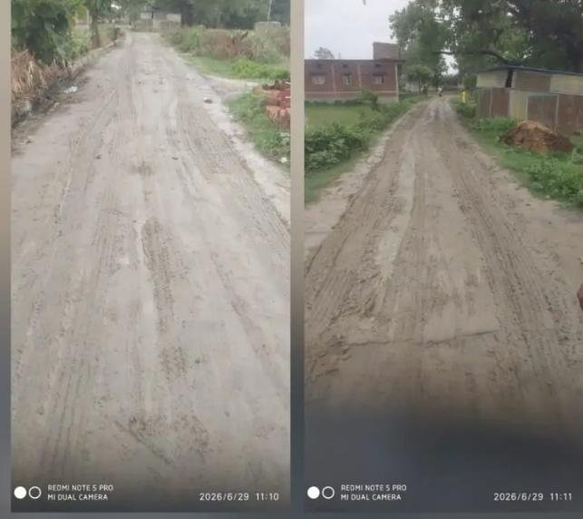 रेलवे पुल निर्माण के बाद सड़क पर छोड़ा मलबा, हादसों का बढ़ा खतरा; ग्रामीणों ने दी आंदोलन की चेतावनी